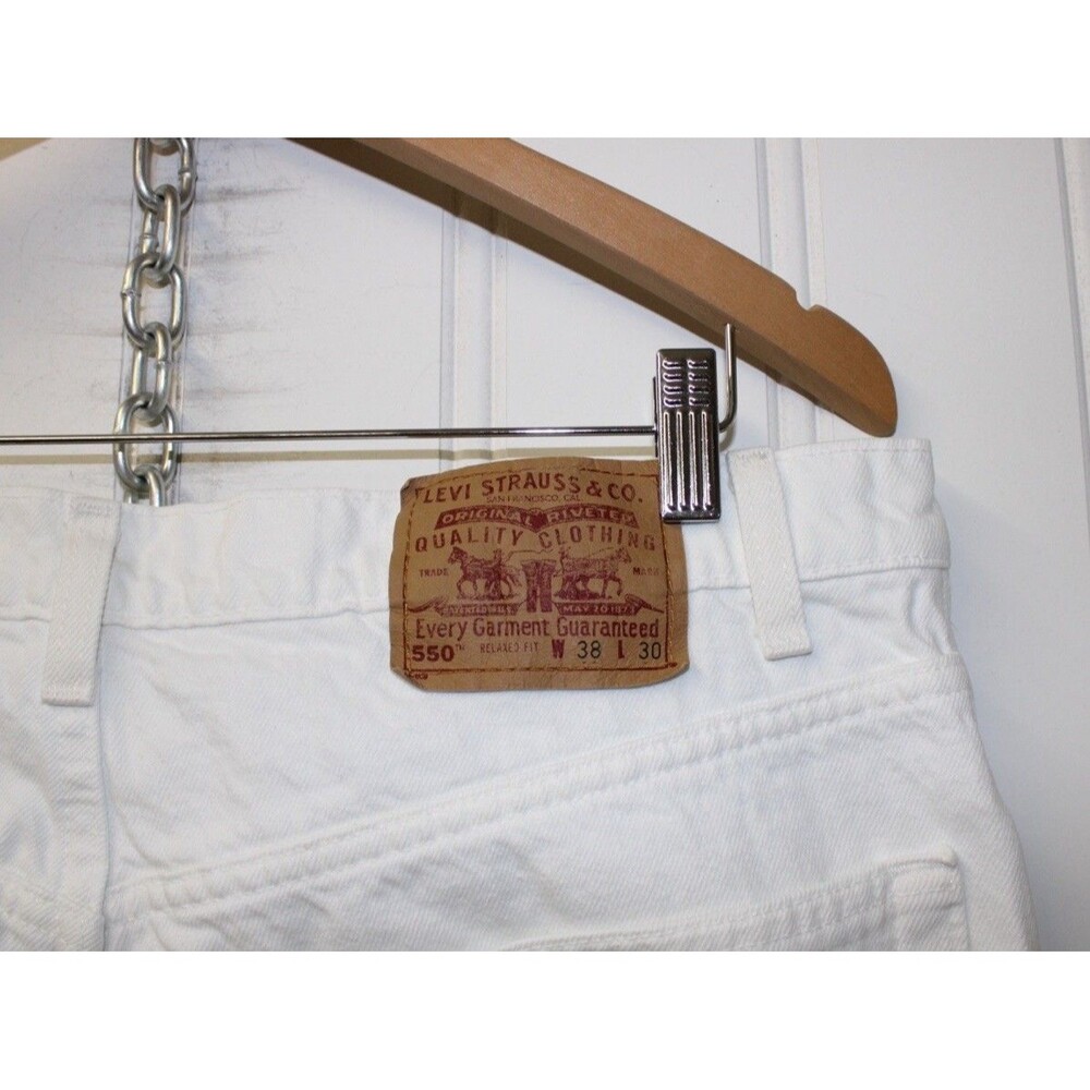 Vintage Levi’s 550 White Denim Jeans 38x30 Baggy Y2K Made In‎ The USA - Picture 6 of 12
